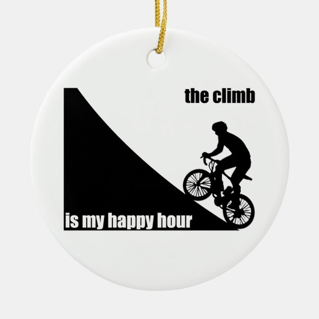 The Climb Is My Happy Hour Ceramic Tree Decoration (Front)