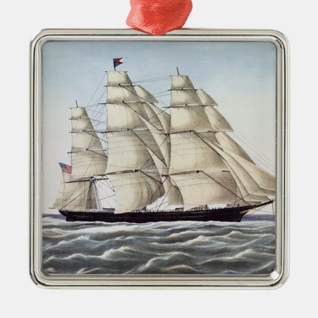 The Clipper Ship "Flying Cloud" Metal Tree Decoration (Front)