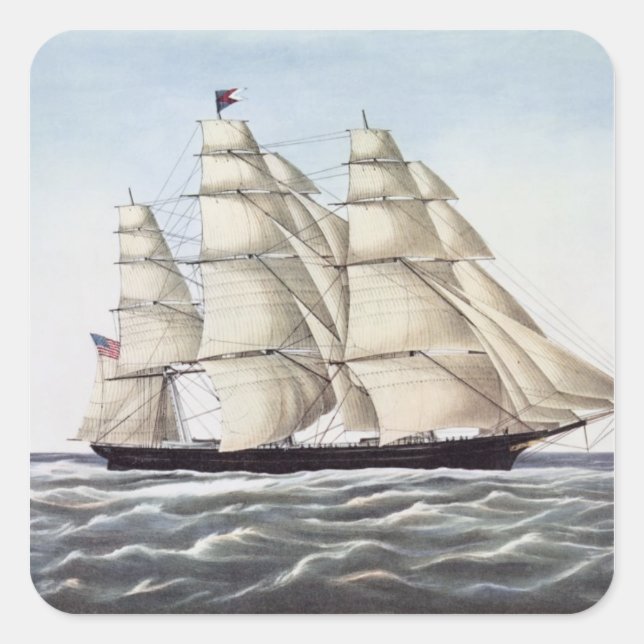The Clipper Ship "Flying Cloud" Square Sticker (Front)