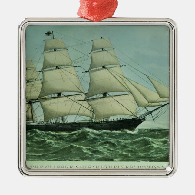 The Clipper ship 'Highflyer', 1111 tons Metal Tree Decoration (Front)