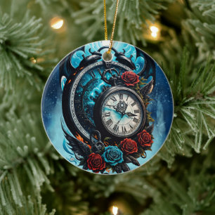 The Clock In the Mist of Infinity.  Ceramic Tree Decoration