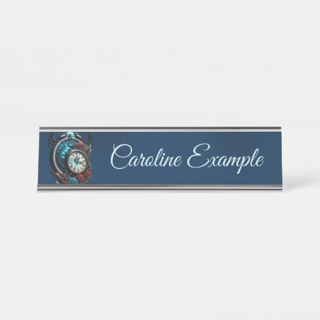 The Clock In the Mist of Infinity.  Desk Name Plate (Front)