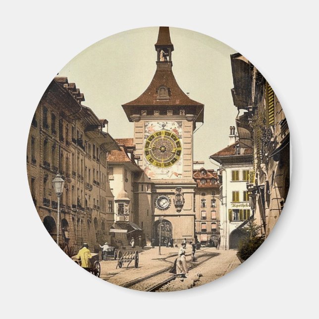 The clock tower, Berne, Town, Switzerland vintage Magnet (Front)
