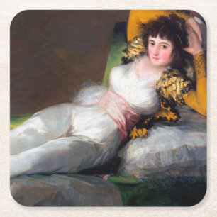 The Clothed Maja, Francisco Goya, 1798-1803 Square Paper Coaster