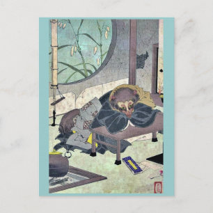 The clothes changing tea pot by Taiso, Yoshitoshi Postcard
