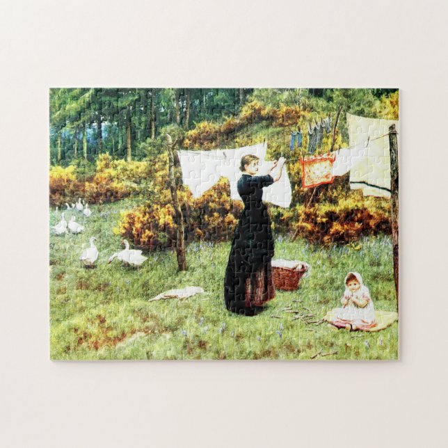 The Clothes Line by Helen Allingham Jigsaw Puzzle (Horizontal)