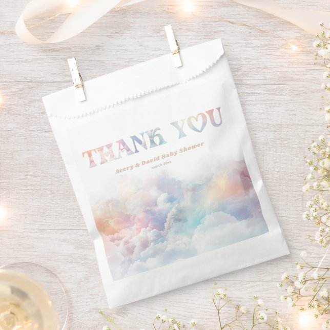 The Cloud Nine Rainbow  fluffy cloud Baby Shower  Favour Bags (Clipped)
