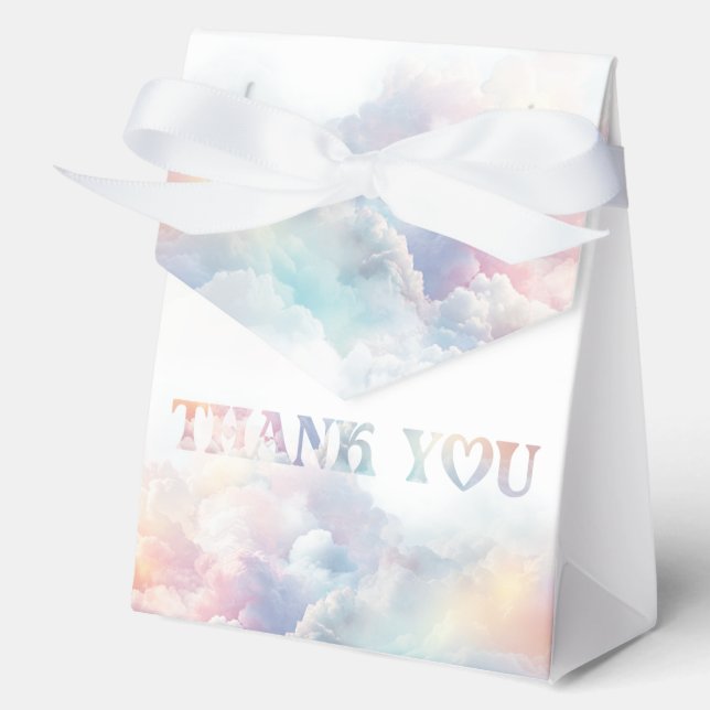 The Cloud Nine Rainbow  fluffy cloud Baby Shower  Favour Box (Front)
