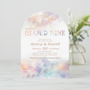 The Cloud Nine Rainbow  fluffy cloud Baby Shower  Invitation