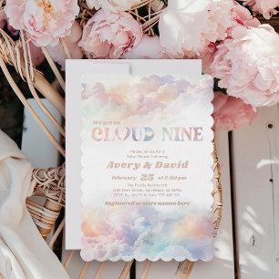 The Cloud Nine Rainbow  fluffy cloud Baby Shower  Invitation