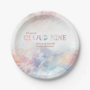 The Cloud Nine Rainbow fluffy cloud Baby Shower Paper Plate