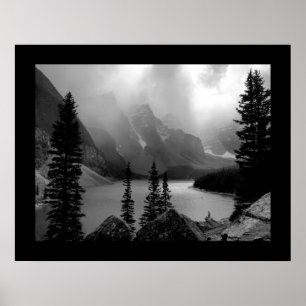 The Clouds Burst (Bordered) Black & White Poster
