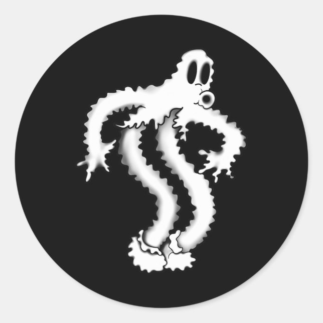 The Clown Ghost Shaky Spooky Blackwork  Classic Round Sticker (Front)