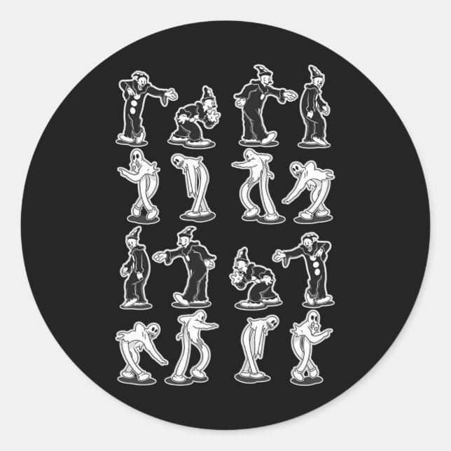 The Clown Ghost Spooky Two Step Dance  Classic Round Sticker (Front)