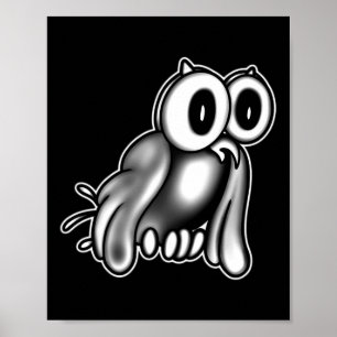 The Clown X Owl Ghost X Vintage Cartoon  Poster