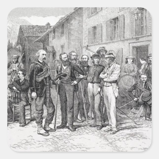 The Club Room of Zermatt in 1864, from 'The Ascent Square Sticker (Front)