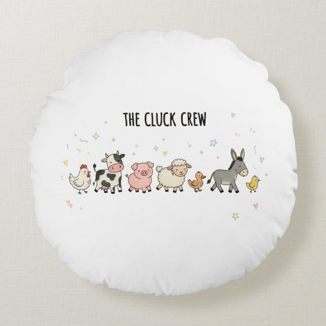 "The Cluck Crew" Round Cushion (Front)