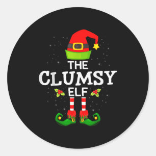 The Clumsy Elf Christmas Family Matching Pajama  Classic Round Sticker