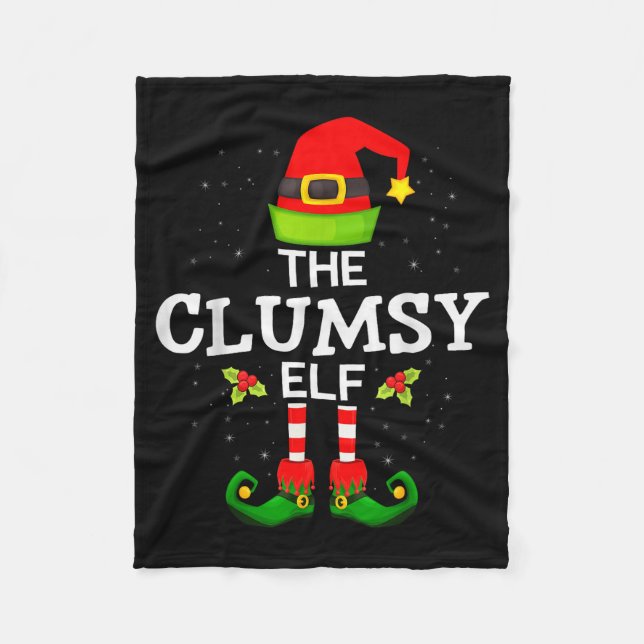 The Clumsy Elf Christmas Family Matching Pajama  Fleece Blanket (Front)
