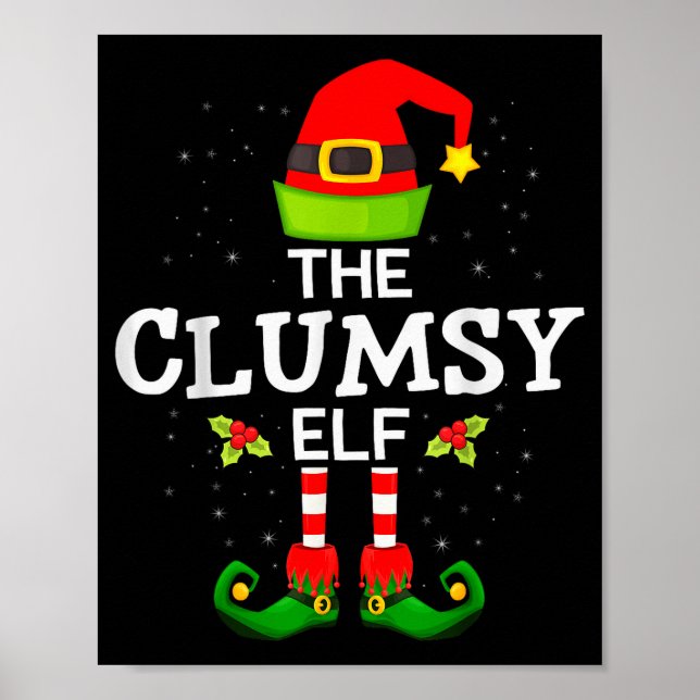 The Clumsy Elf Christmas Family Matching Pajama  Poster (Front)