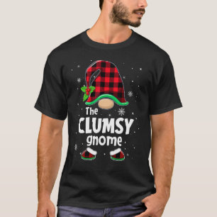 The Clumsy Gnome Buffalo Plaid Christmas Matching T-Shirt