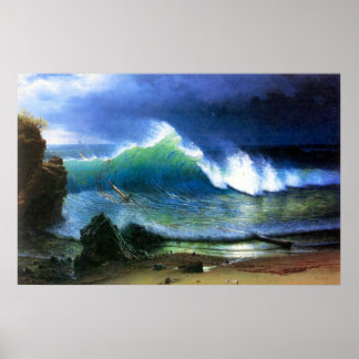 The coast of the Turquoise sea by Bierstadt Poster