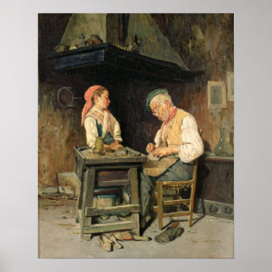 The Cobbler's Shop, 1874 (oil on panel) Poster