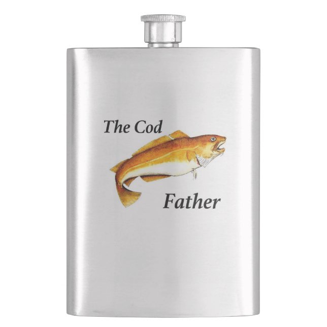 The Cod Father ideal fishing present. Hip Flask (Front)