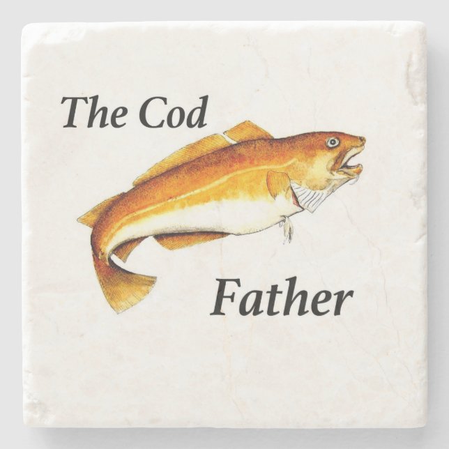 The Cod Father ideal fishing present. Stone Coaster (Front)