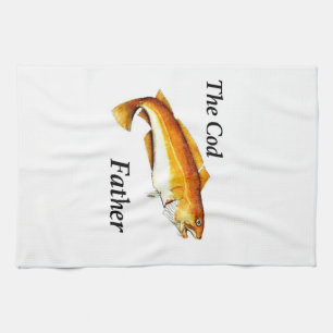 The Cod Father ideal fishing present. Tea Towel