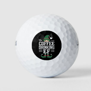 The Coffee Drinking Elf Family Matching Christmas  Golf Balls
