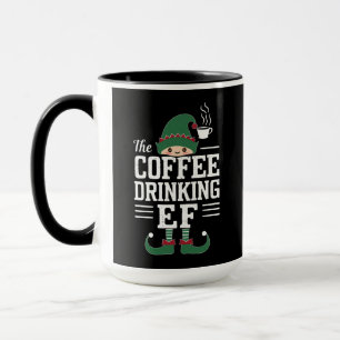 The Coffee Drinking Elf Family Matching Christmas Mug