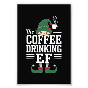 The Coffee Drinking Elf Family Matching Christmas Photo Print