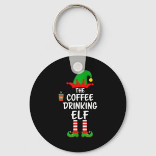 The Coffee Drinking Elf Matching Family Christmas Key Ring