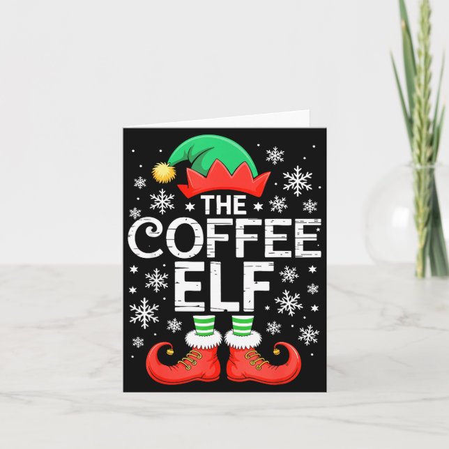 The Coffee Elf Shirt Men Women Family Matching Chr Card (Front)