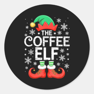 The Coffee Elf Shirt Men Women Family Matching Chr Classic Round Sticker