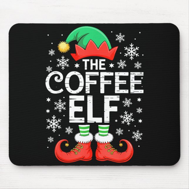 The Coffee Elf Shirt Men Women Family Matching Chr Mouse Mat (Front)