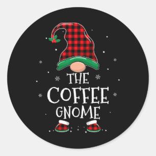 The Coffee Gnome Xmas Family Matching Plaid Christ Classic Round Sticker