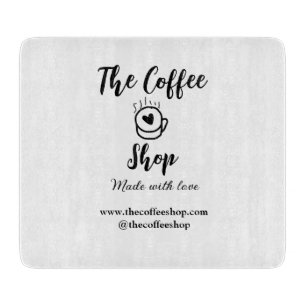 The coffee shop and website social media business  cutting board