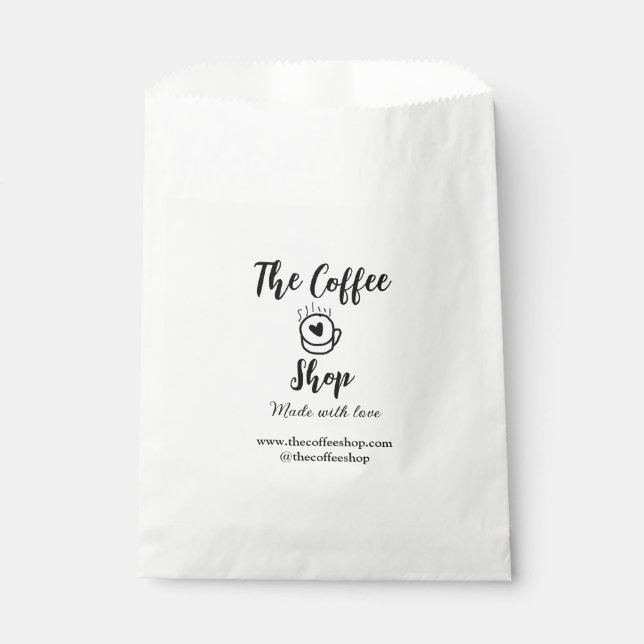 The coffee shop and website social media business  favour bags (Front)