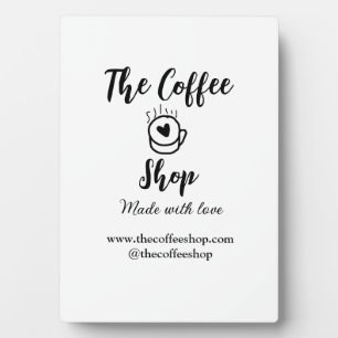 The coffee shop and website social media business plaque