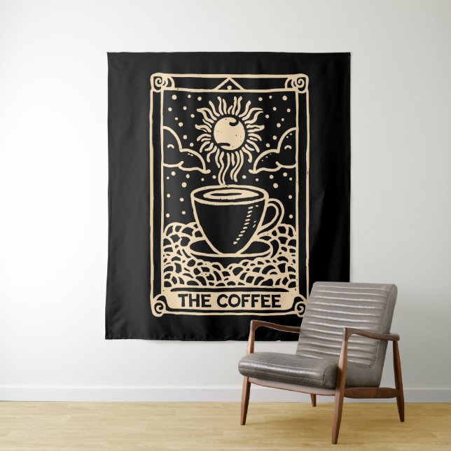 The coffee tarot card dark academia tapestry (In Situ)