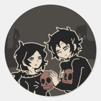 The coffin of andy and leyley classic round sticker
