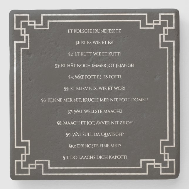 The Cologne Basic Law - Cologne Art Nouveau Stone Coaster (Front)