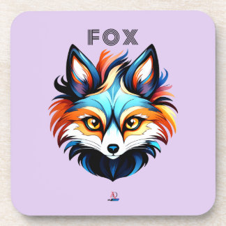 The Colored Fox - Head Portrait Coaster