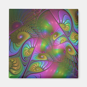 The Colorful Luminous Trippy Abstract Fractal Art Magnet