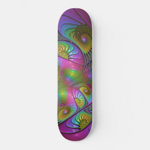 The Colorful Luminous Trippy Abstract Fractal Art Skateboard