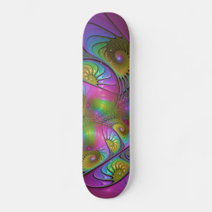 The Colorful Luminous Trippy Abstract Fractal Art Skateboard