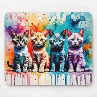 The Colorful Quartet: Paws and Paint! Mouse Mat