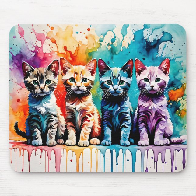 The Colorful Quartet: Paws and Paint! Mouse Mat (Front)